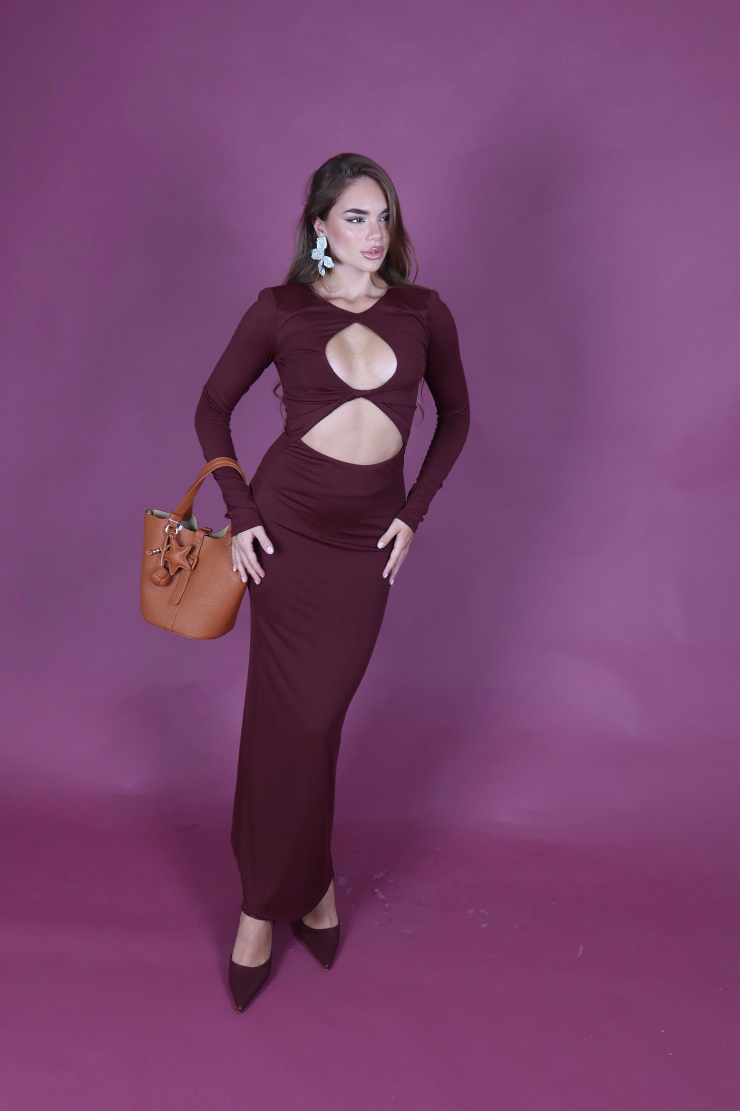 Dress cut out bordeaux