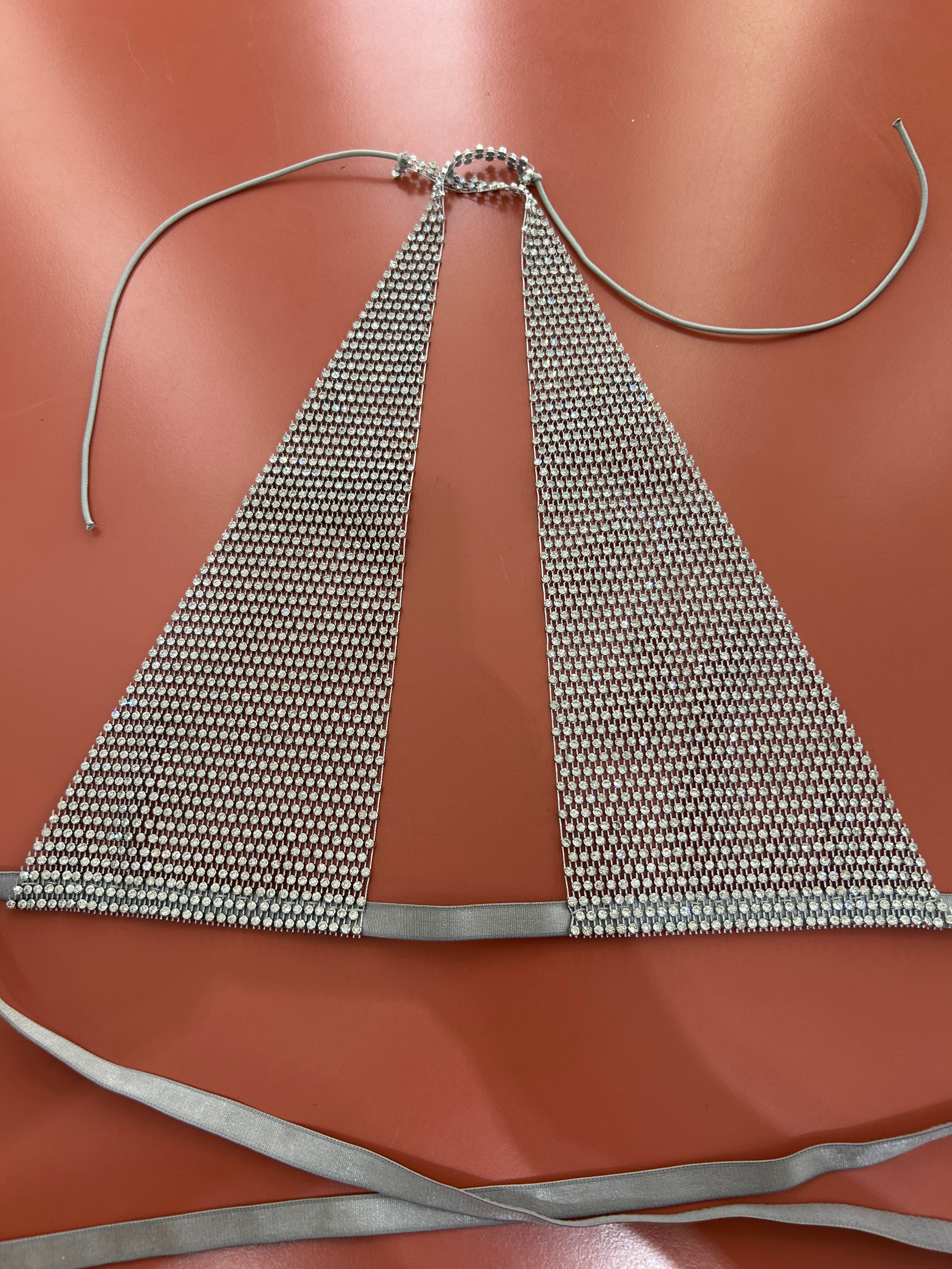 Top urla Dubai con strass argento