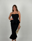 Midi bandage con balze nero
