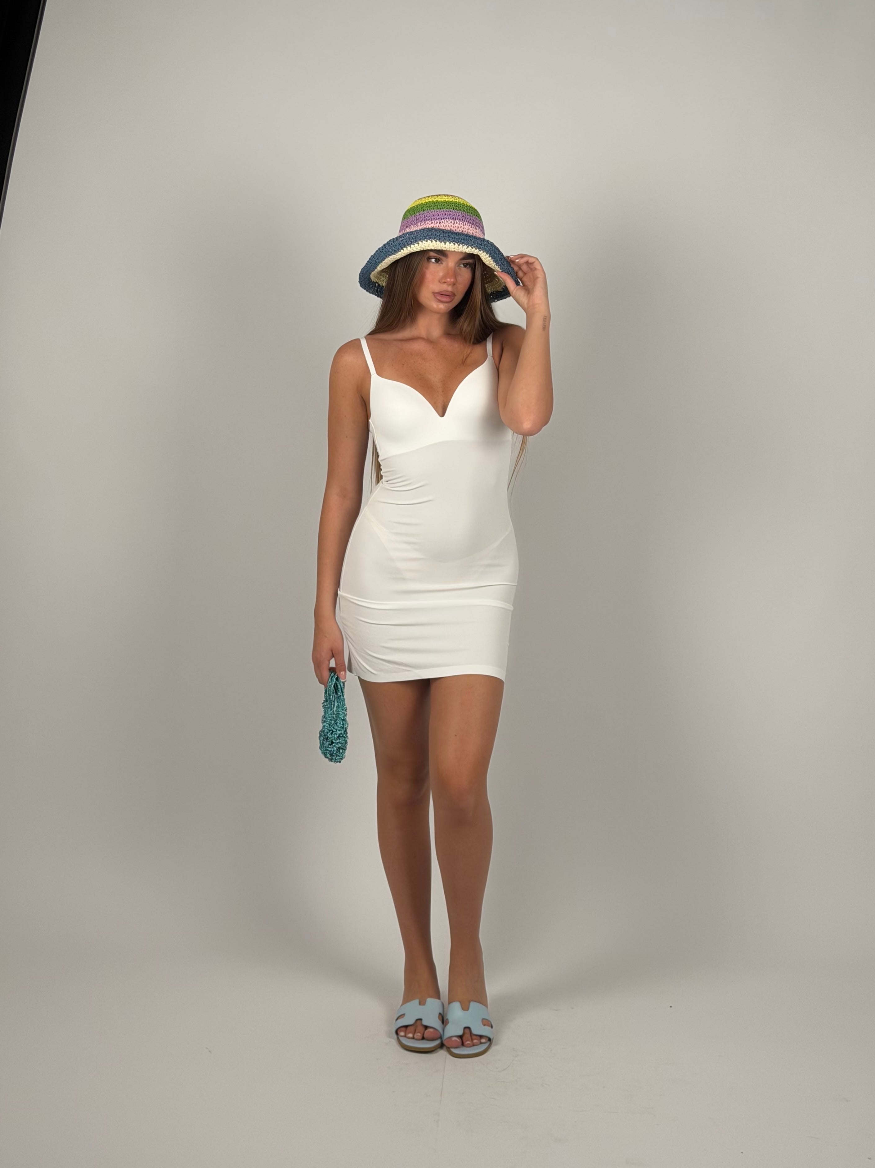 Mini dress contenitivo bianco