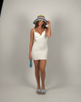 Mini dress contenitivo bianco