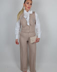Pantalone chris gessato palazzo beige