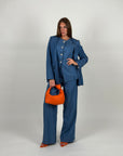 Pantalone palazzo Karina effetto jeans