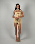 Mini dress cut out beige