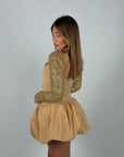 Mini dress balloon con copri spalle oro
