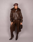 Bomber Crop in pelle brown