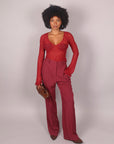 Maglia in pizzo bordeaux