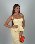 Midi bandage con balze giallo