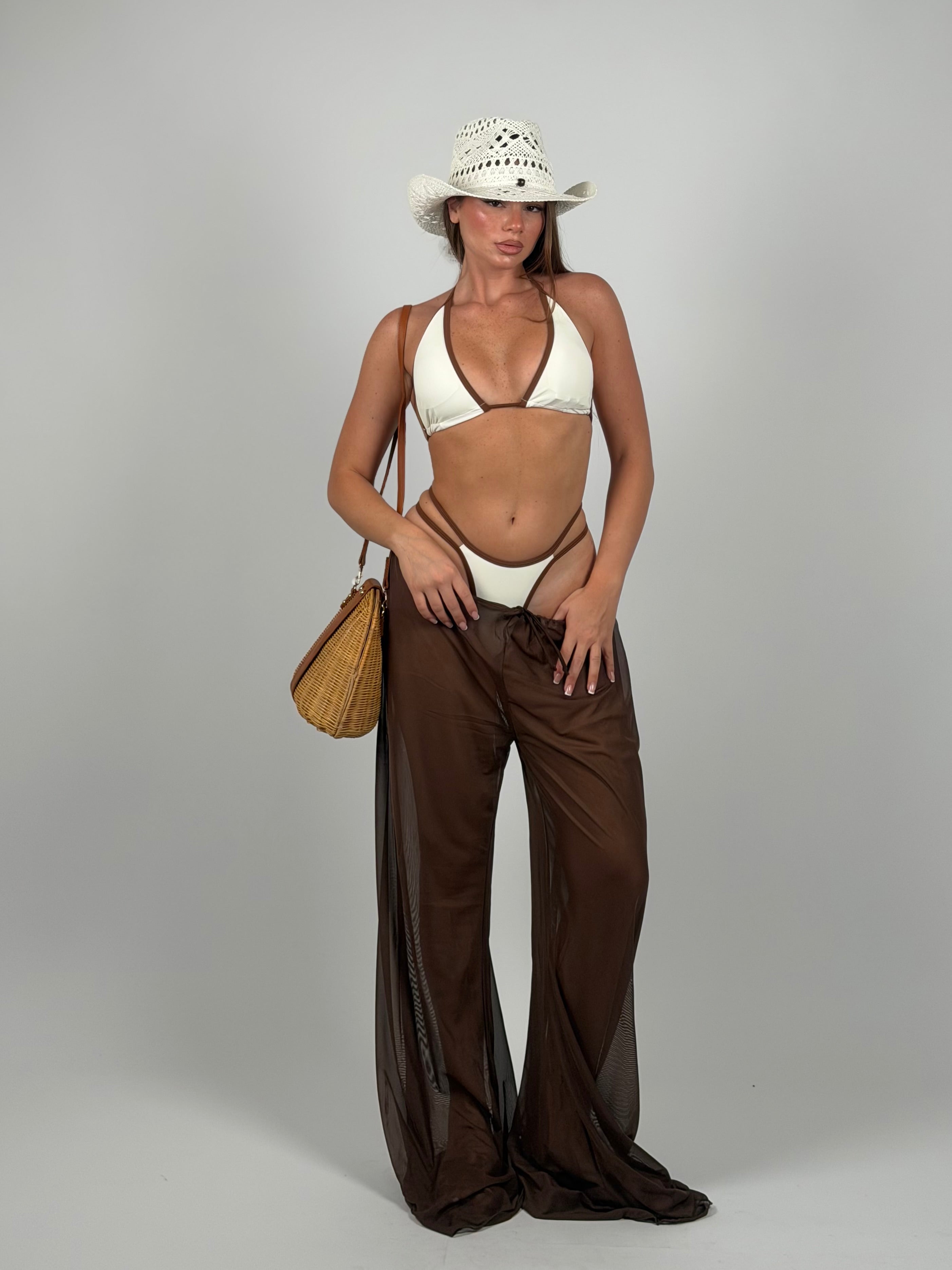 Set 3 pezzi costume e pantalone Brown
