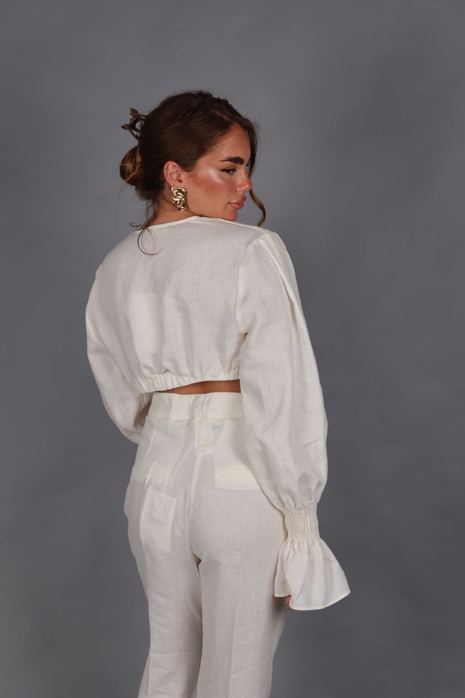 Linen flaire milk pantalone