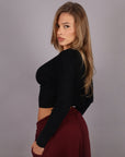 Maglia Crop a costine nera
