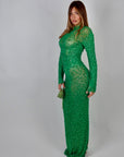 Long dress luxury diamond green