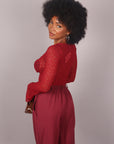 Maglia in pizzo bordeaux