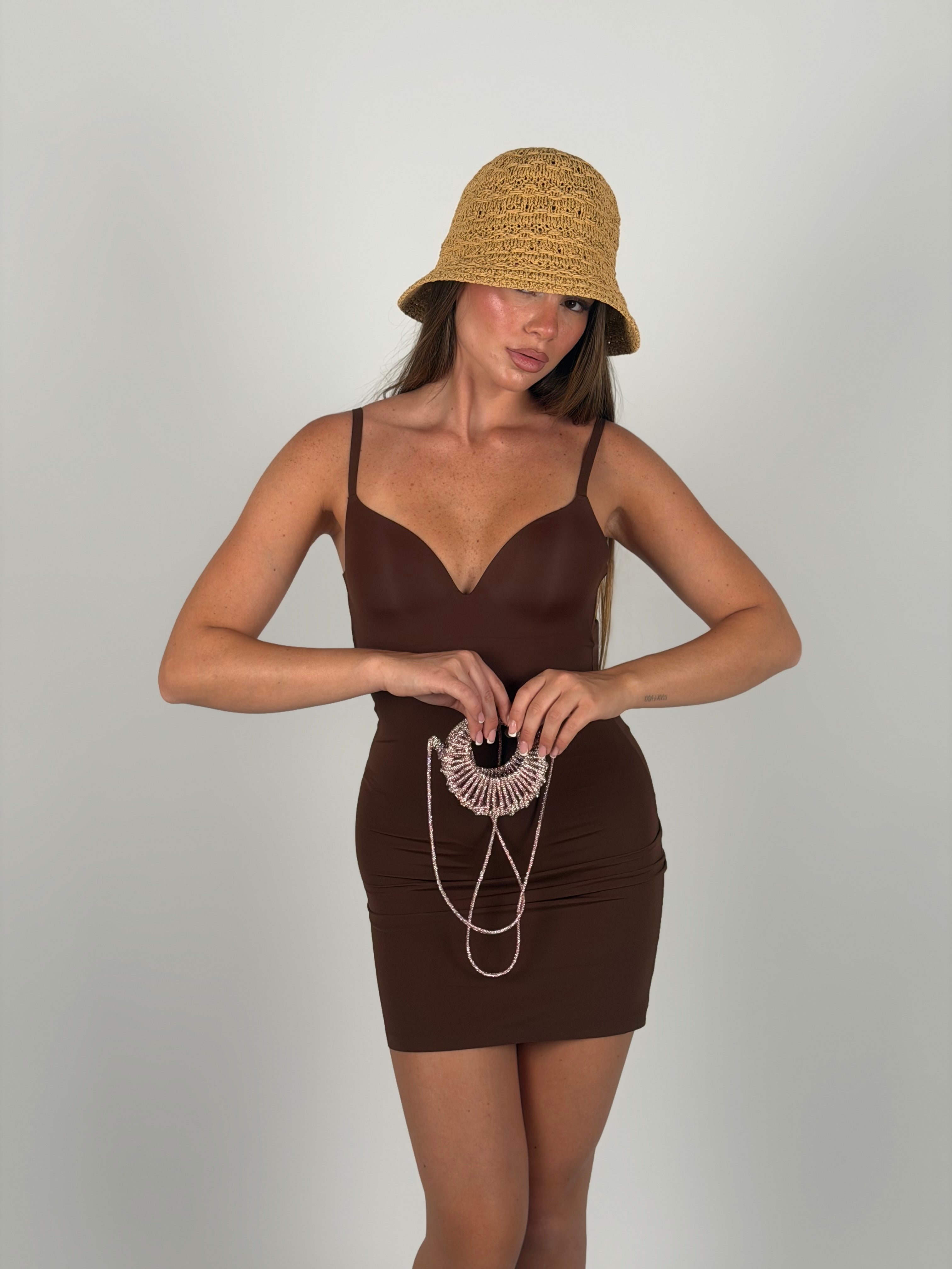 Mini dress contenitivo marrone