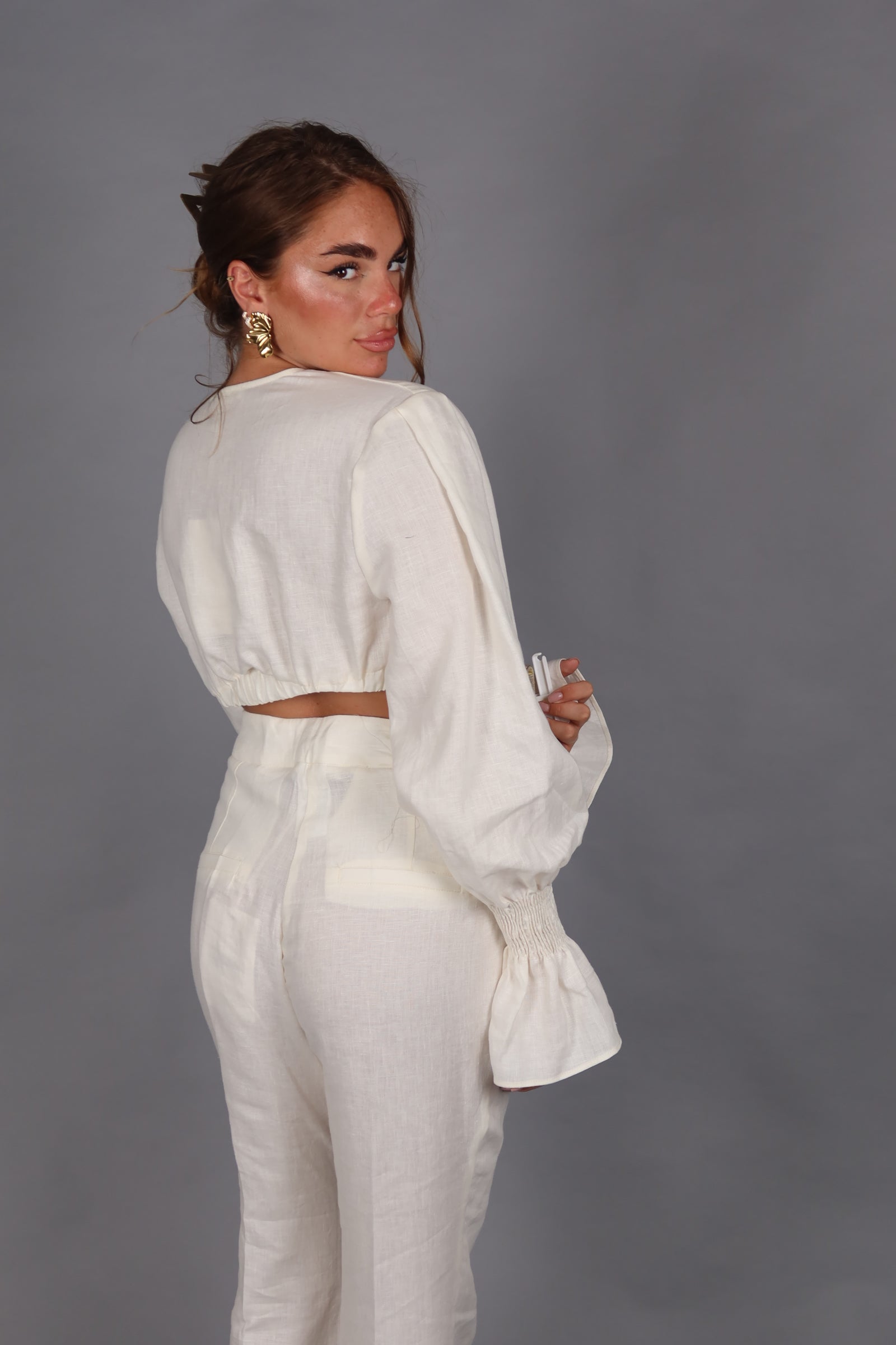 Linen flaire milk pantalone