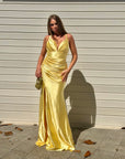 Dress elegant in raso giallo