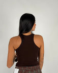 Canotta crop basic marrone