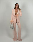 Giacca Chiara con piume rosa