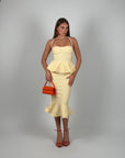 Midi bandage con balze giallo