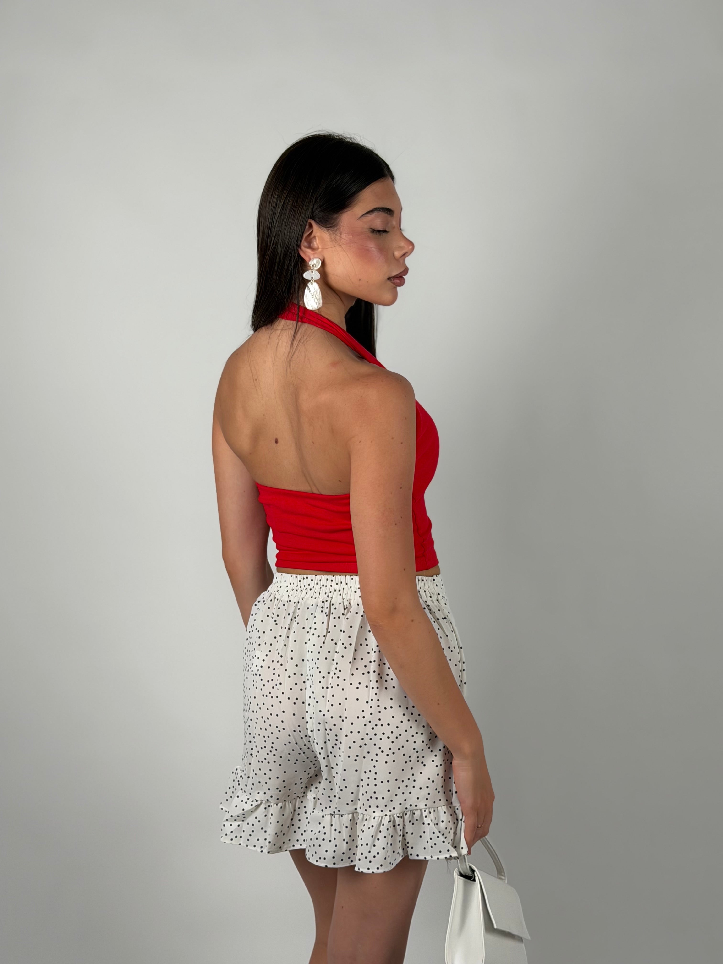Top basic scollo America rosso