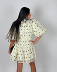 Mini dress balloon pois giallo/nero