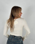 Maglia costine panna