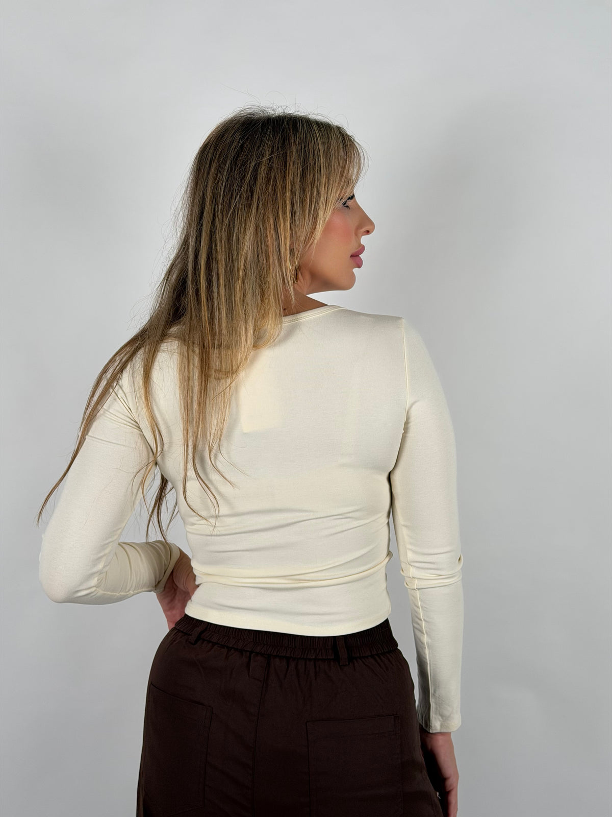 Maglia bottons panna