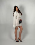 Dress pois con spallina costruita bianco