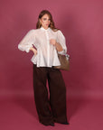 Camicia con balze panna