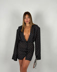 Dress pois con spallina costruita nero