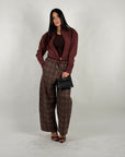 Pantalone a quadri bordeaux