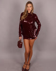 Dress Milly in paillettes bordeaux