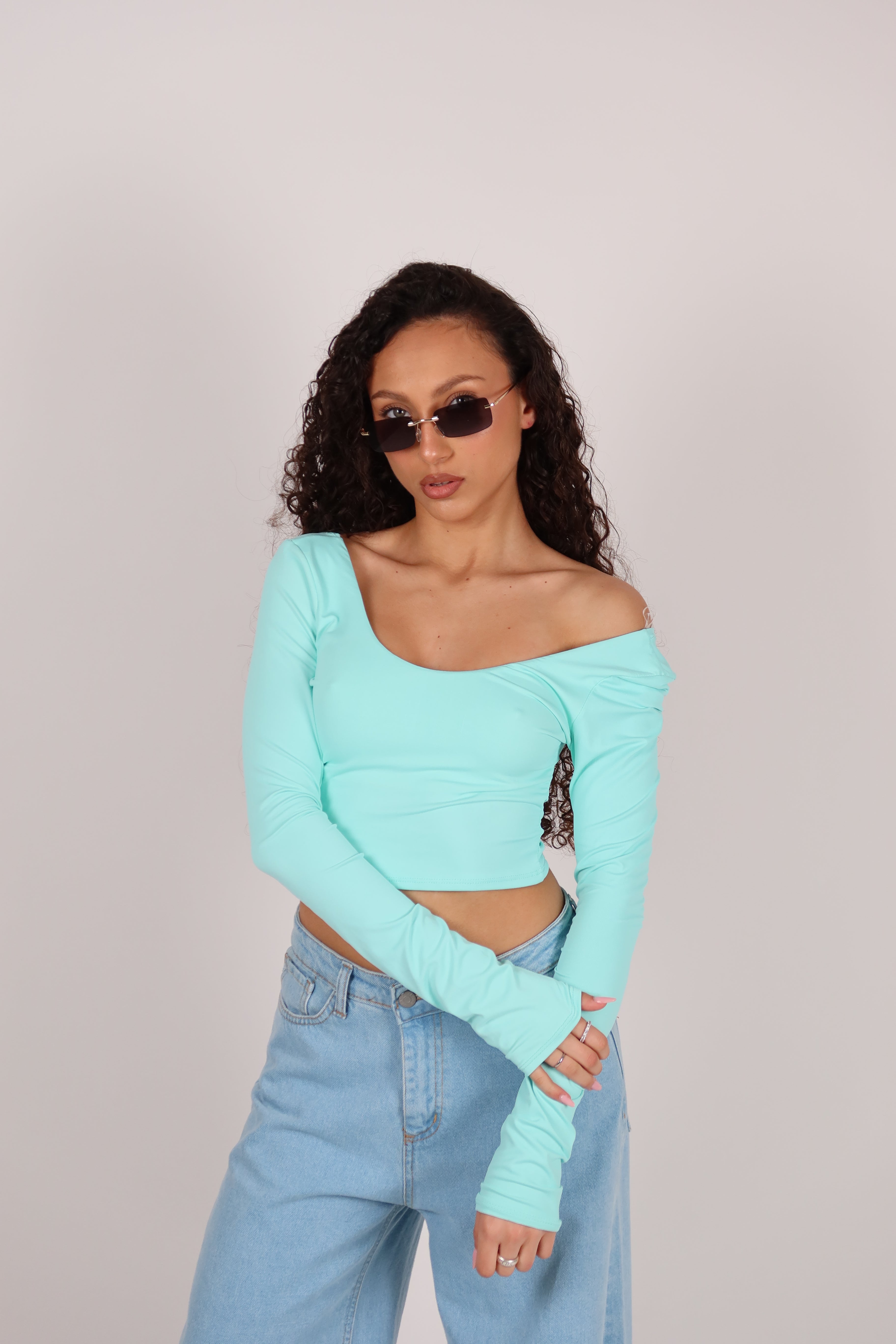 Maglia Crop tiffany