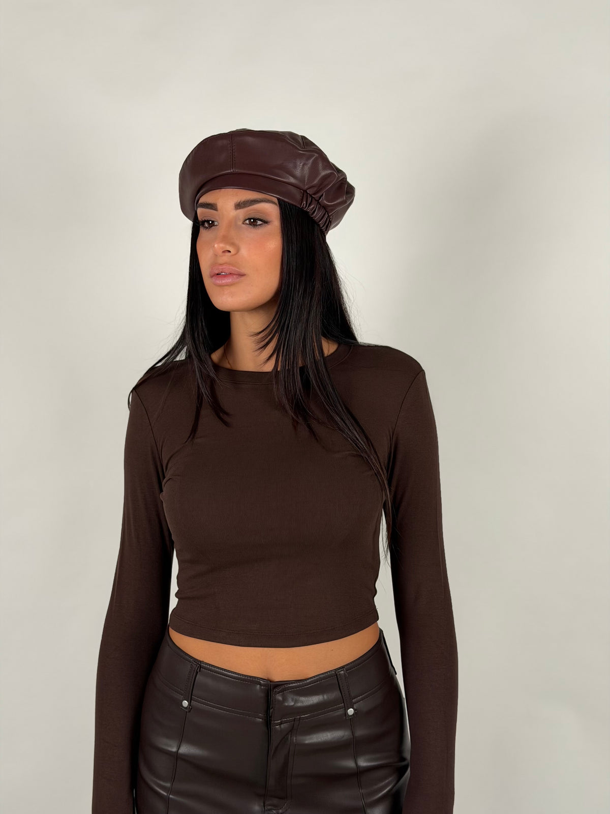 Maglia simply crop marrone