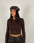 Maglia simply crop marrone