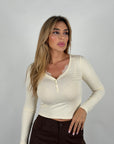 Maglia bottons panna