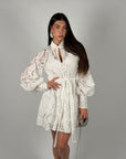 Mini dress lorena bianco in pizzo