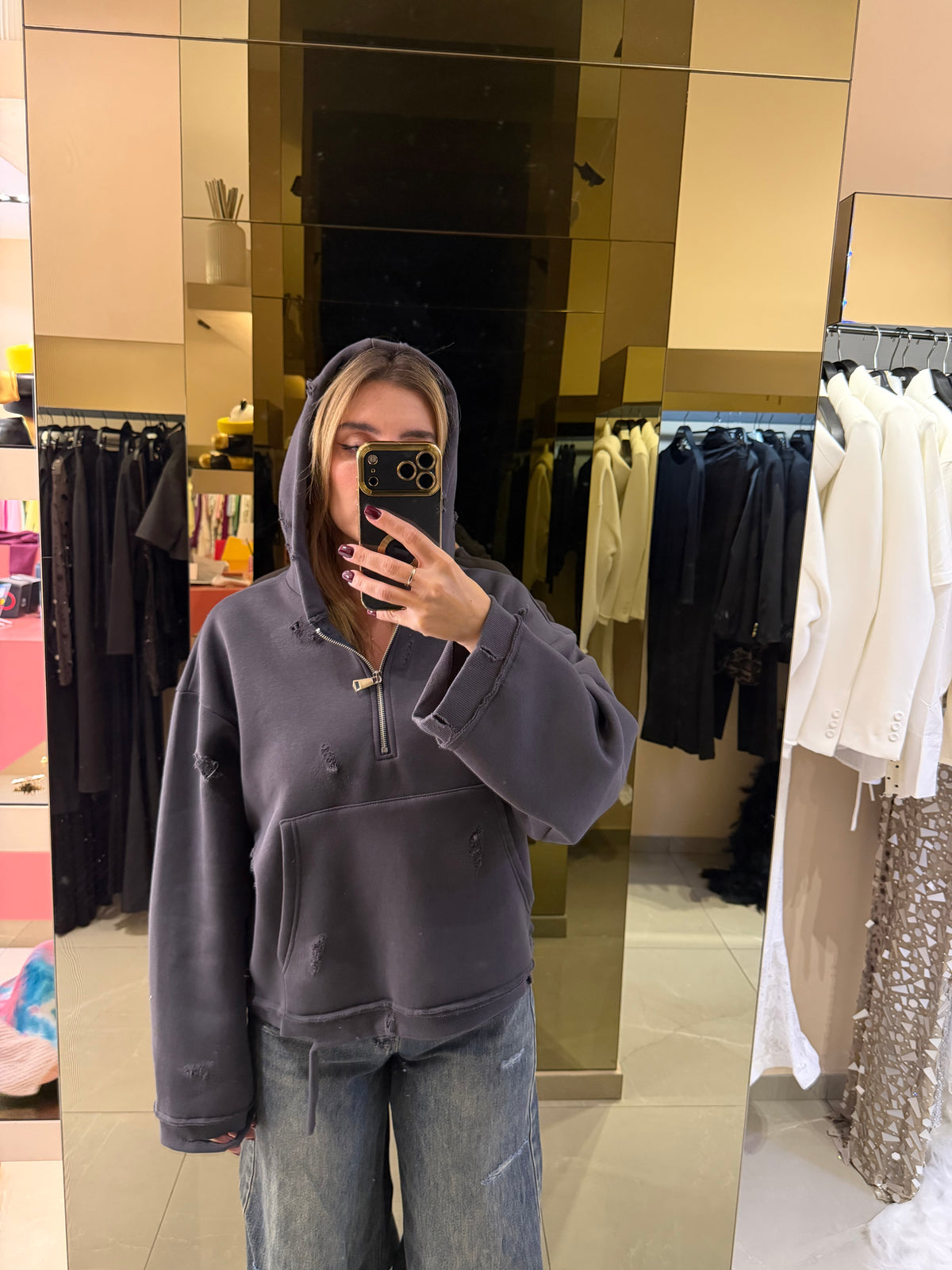 Felpa street style grigia