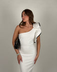 Dress bandage monospalla con rouches