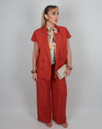Pantalone tea in lino ruggine