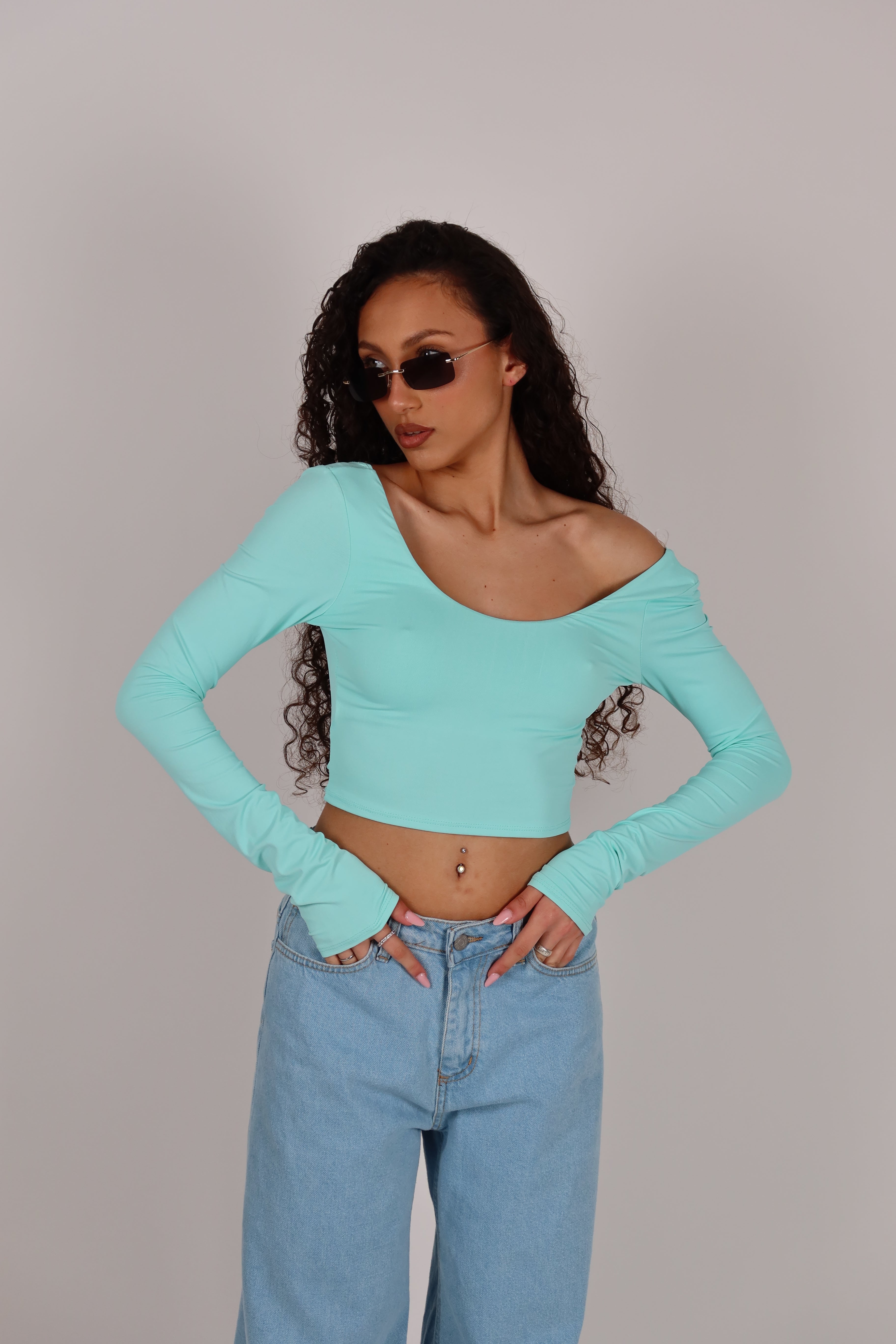 Maglia Crop tiffany