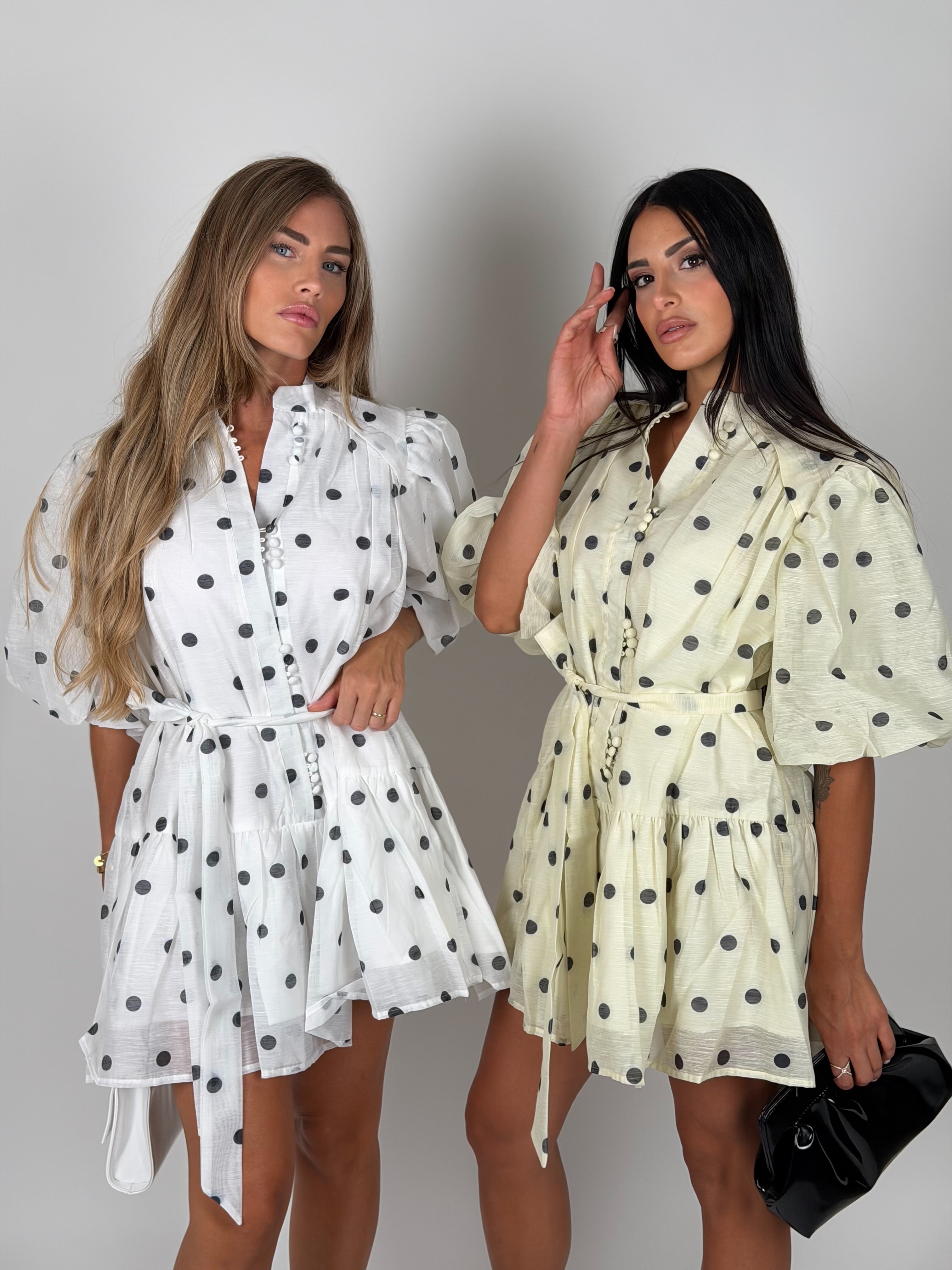 Mini dress balloon pois giallo/nero