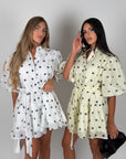 Mini dress balloon pois giallo/nero