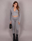 Set yoga con zip grigio
