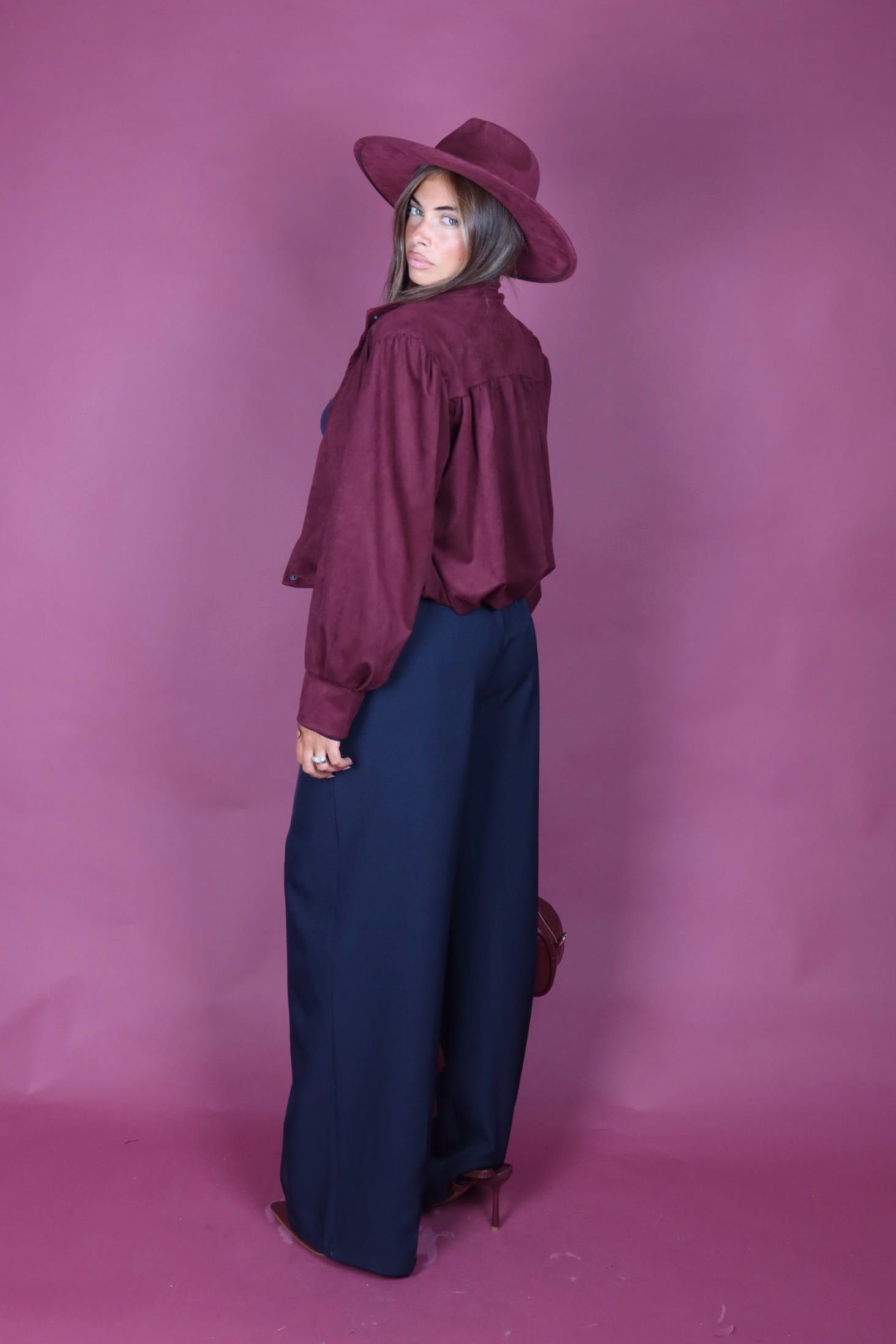 Giacca Zoe in camoscio bordeaux