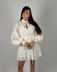 Mini dress lorena bianco in pizzo