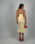Midi bandage con balze giallo
