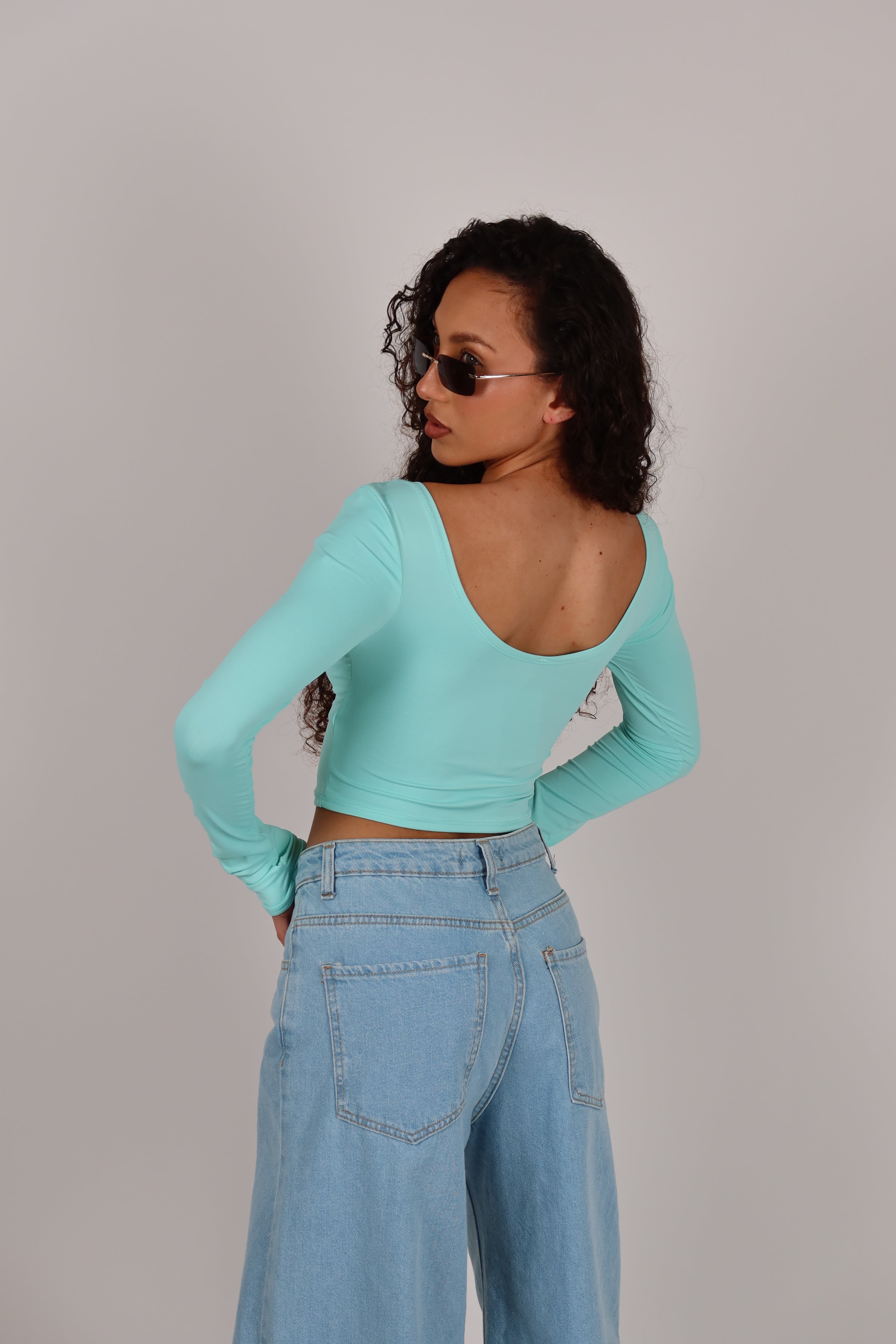 Maglia Crop tiffany
