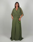 Dress in chiffon curvy verde