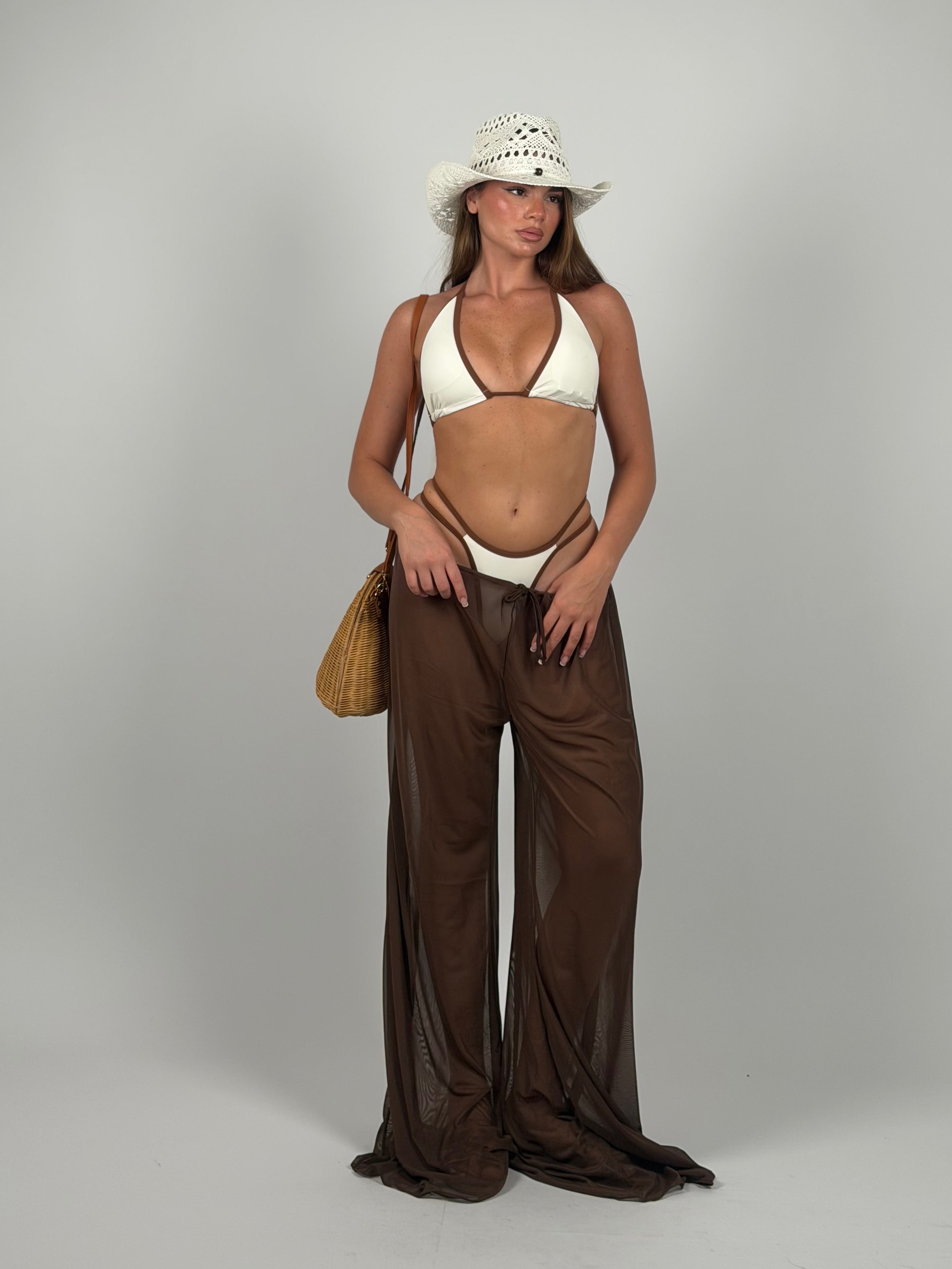 Set 3 pezzi costume e pantalone Brown